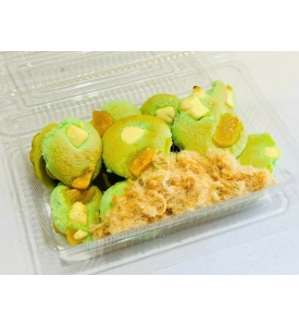 Bông lan trứng muối lá dứa chà bông phô mai - bánh nhỏ